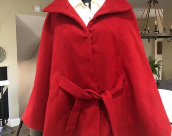 Jaclyn Smith Red Cape Jacket Coat Wrap