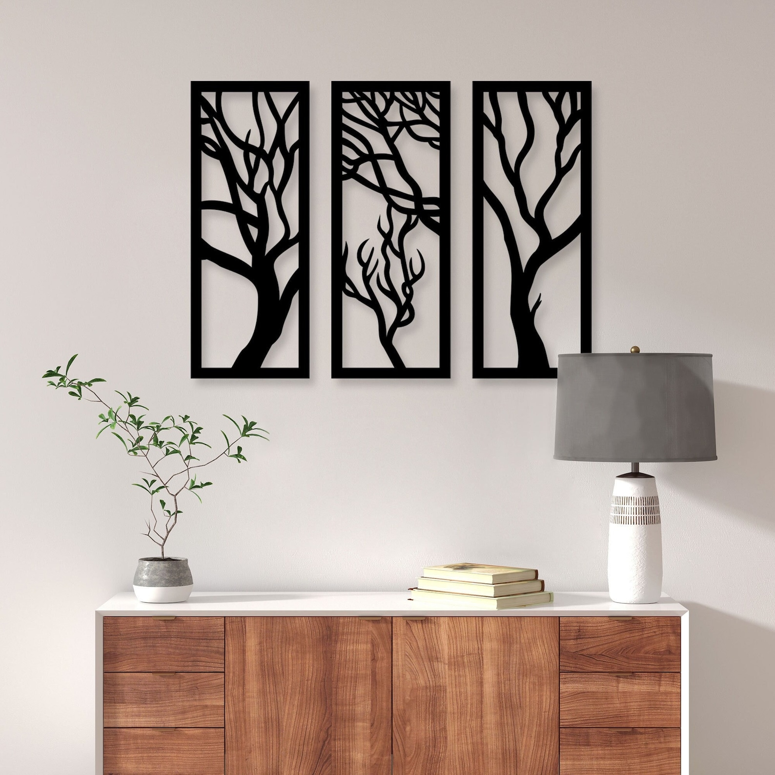 Tree of Life Wood Wall Art Wooden Tree Wall Decor Set of 3 Etsy