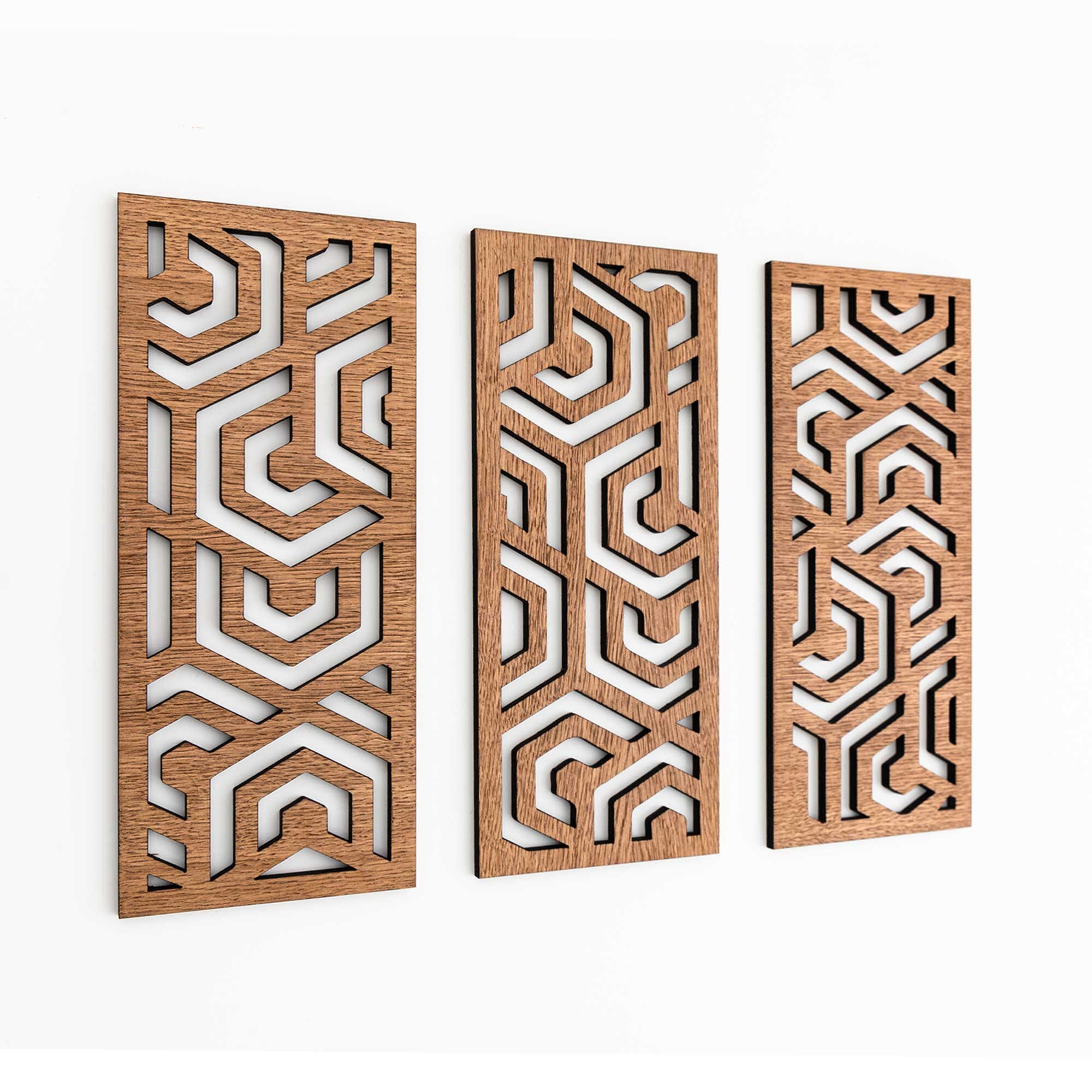 Polygon Shaped Wooden Wall Art Set of 3 Wooden Wall Decor Etsy