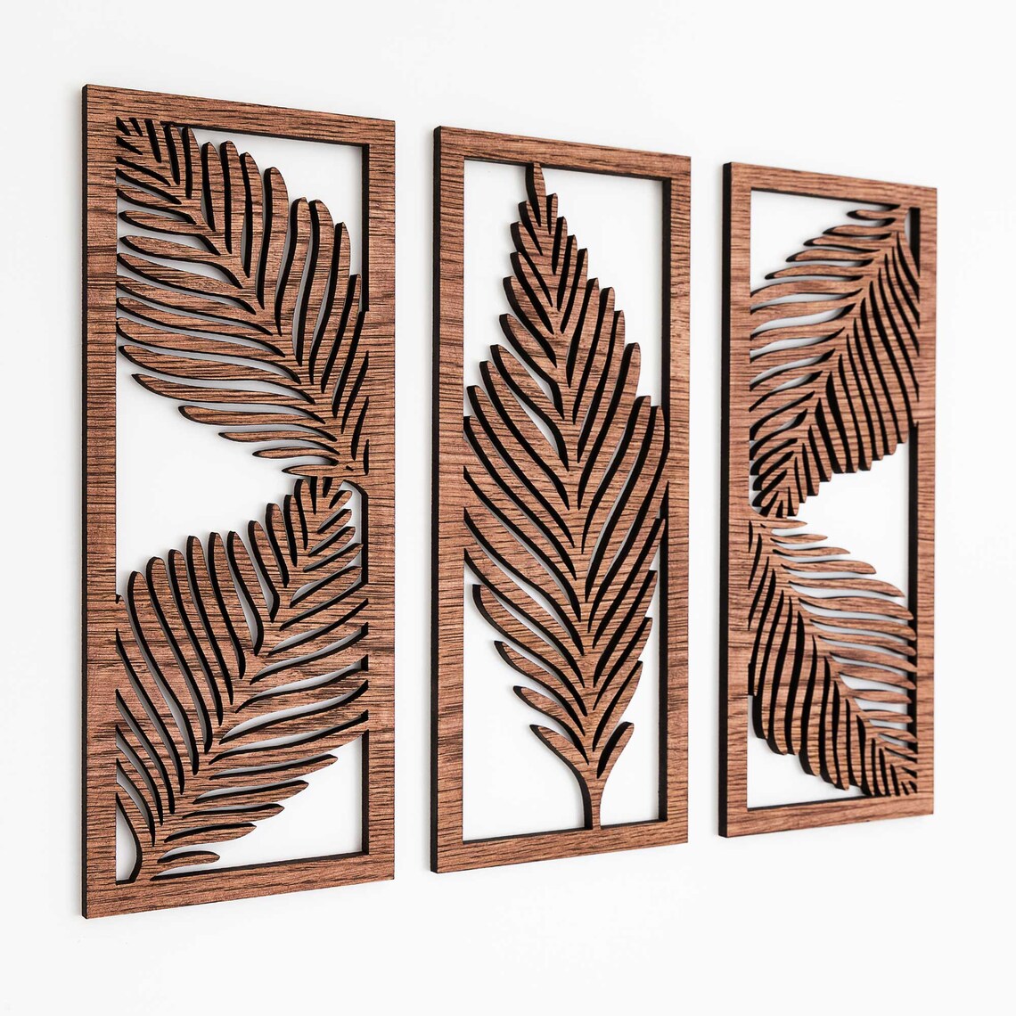 Leaf Wall Decoration Set of 3 Leaf Wooden Wall Decor Wall Etsy