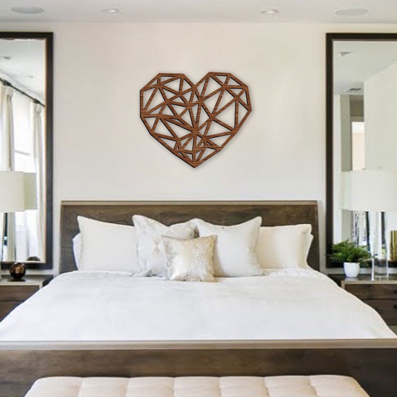 Heart Wall Decor Wooden Wall Hanging Decoration Geometric Etsy UK