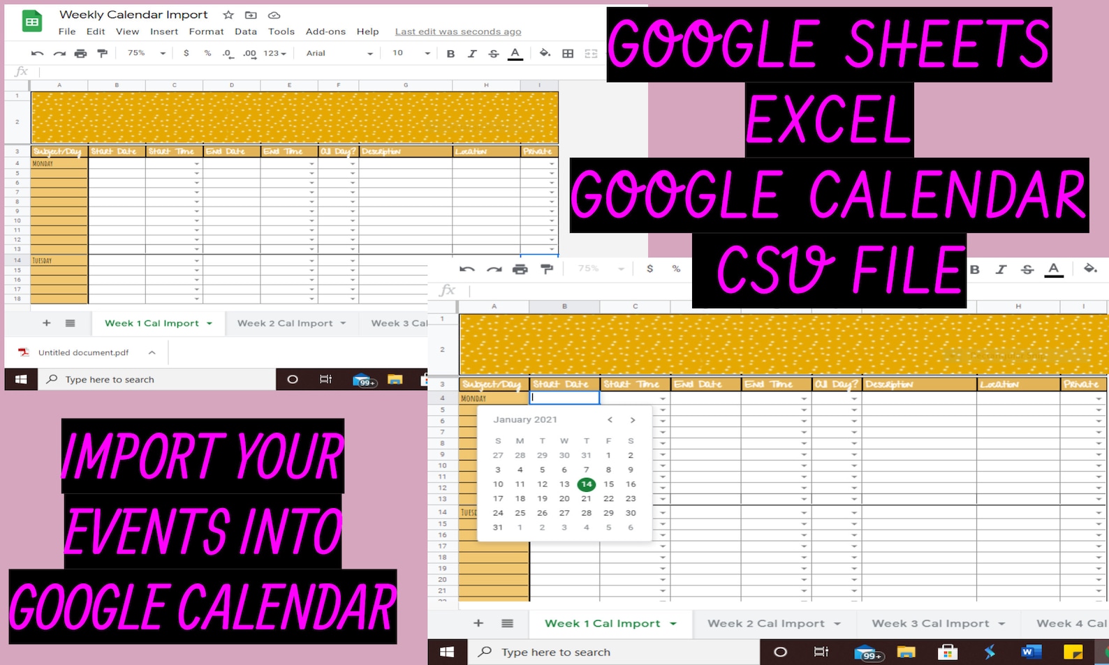 Planner Google Sheets Google Calendar Google Calendar Etsy