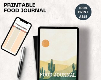 Meal Planner and Food Journal, Weekly Menu Planner, Digital Meal Prep, Health Planner, Grocery List Printable, Fitness Planner A4 Letter PDF