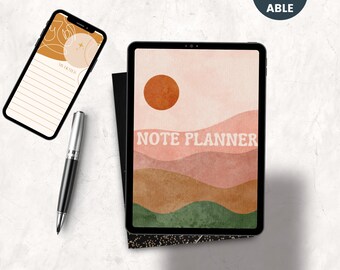 Pianificatore di carta per appunti stampabile, appunti digitali, carta per appunti, modelli a righe, a griglia, punteggiati, vuoti, Cornell e di pianificazione / Per iPad e tablet