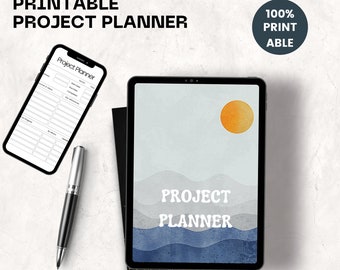 Pianificatore di progetti digitali stampabili per Goodnotes, pianificatore di lavoro, tracker di progetti, gestione dei progetti, blocco note di 1 pagina, pianificatore di campi compilabili