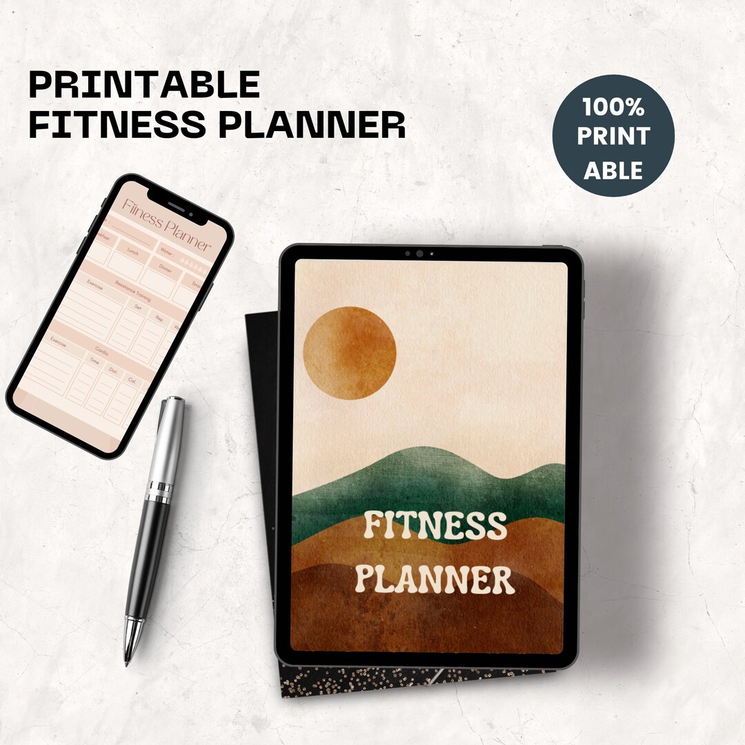 Fitness Planner Printable, Digital Weight Loss Journal, Editable Canva ...