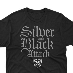 Silver and Black Attack T-Shirt - Sizes Small thru 3XL Unisex