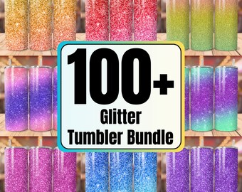 May include: A collection of 100+ glitter tumbler designs. The tumblers feature a variety of colors and glitter patterns, including gold, red, purple, blue, and green.  The tumblers are perfect for adding a touch of sparkle to your everyday life.