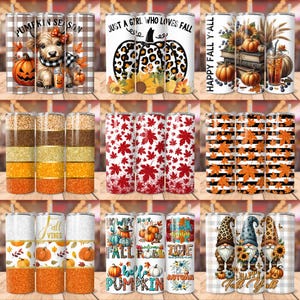 Puede incluir: Conjunto de 12 dise&ntilde;os de vasos de ca&iacute;da. Los dise&ntilde;os presentan calabazas, hojas, gnomos y otras im&aacute;genes de oto&ntilde;o. Los vasos son perfectos para bebidas de oto&ntilde;o y ser&iacute;an un gran regalo para cualquier amante del oto&ntilde;o.