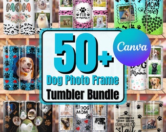 Hond fotolijst Tumbler Wrap bundel, Pet Dog Memorial Photo Tumbler, Canva bewerkbare Tumbler, Dog Picture Tumbler, 20 oz bewerkbare