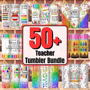 50+ Teacher Tumbler Wrap Seamless Bundle PNG Add Name Teacher Back To School Sublimation 20oz Skinny Tumbler Teacher Appreciation Design PNG