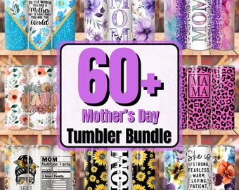 60+ Mother's Day Tumbler Bundle, Floral Mom Wraps Sublimation Design, Mothers Day Tumbler Bundle, 20 oz Skinny Tumblers ,Mama Tumbler PNG