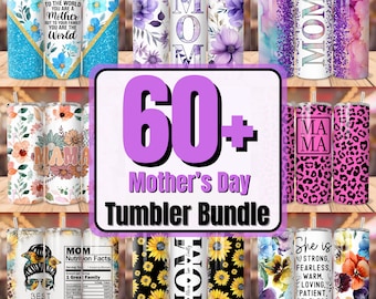 60+ Mother's Day Tumbler Bundle, Floral Mom Wraps Sublimation Design, Mothers Day Tumbler Bundle, 20 oz Skinny Tumblers ,Mama Tumbler PNG