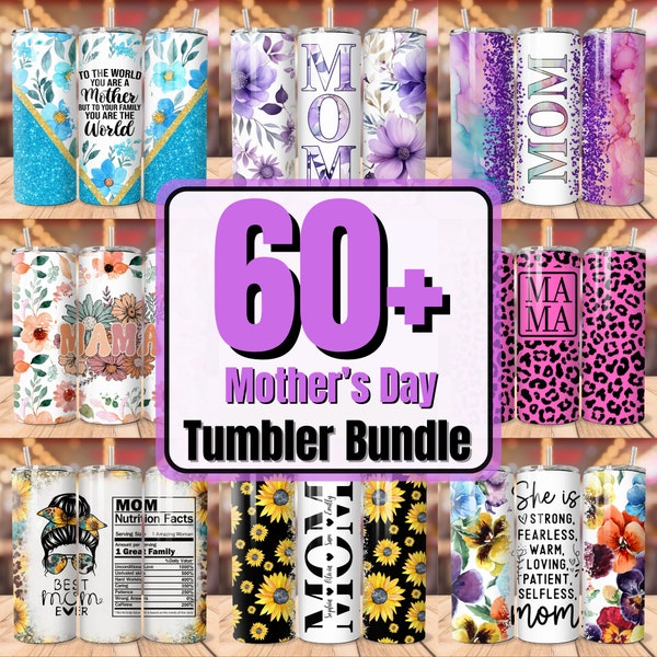 60+ Mother's Day Tumbler Bundle, Floral Mom Wraps Sublimation Design, Mothers Day Tumbler Bundle, 20 oz Skinny Tumblers ,Mama Tumbler PNG