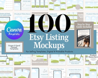 Herramientas para vendedores de Etsy, Plantillas de maquetas de listados de Etsy, Maquetas para Canva, Guías para vendedores de Etsy, Plantillas de listados de Etsy