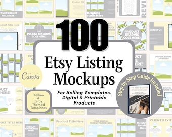 Etsy Listing Mockup Templates, Canva Mockups (100 Template Bundle)