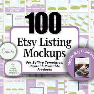 Etsy Listing Mockup Templates, Canva Mockups (100 Template Bundle)
