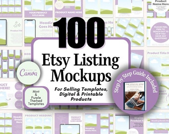 Etsy Listing Mockup Templates, Canva Mockups (100 Template Bundle)