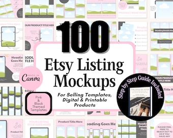 Herramientas para vendedores de Etsy, Plantillas de maquetas de listados de Etsy, Maquetas para Canva, Guías para vendedores de Etsy, Plantillas de listados de Etsy