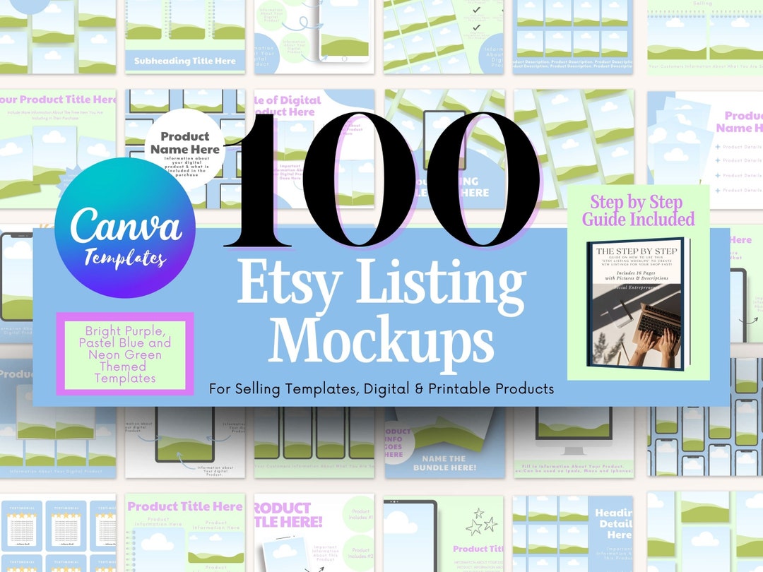 Etsy Listing Mockup Templates, Canva Shop Mockups, 100 Template Bundle ...