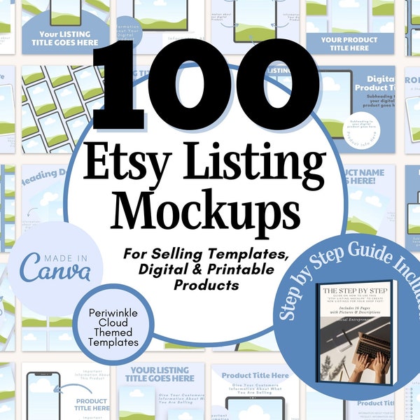 Etsy Listing Mockup Templates, Tools for Etsy Sellers, Mockups for Canva, Etsy Seller Guides,  Etsy Listing Templates