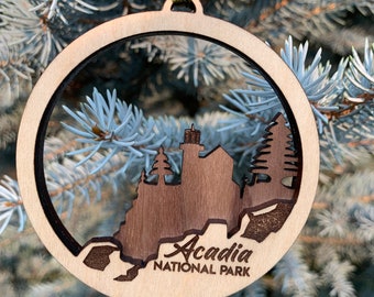 Acadia National Park Ornament | Layered Wood