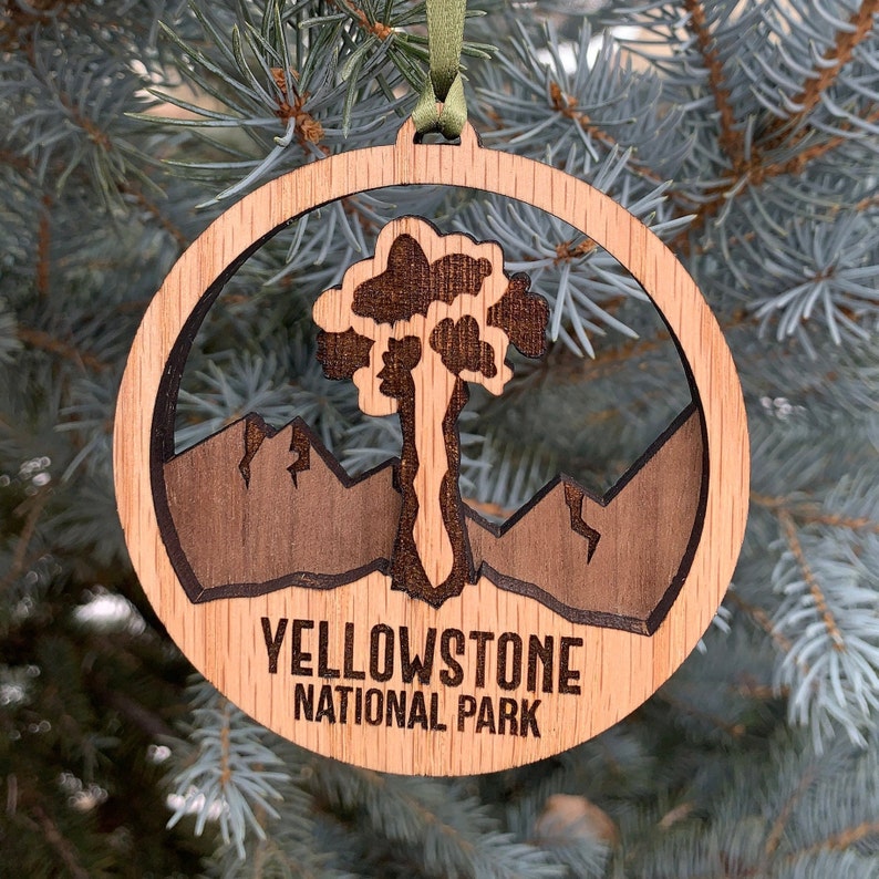 Yellowstone National Park Ornament Layered Wood image 1