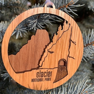 Glacier National Park Ornament | Layered Wood