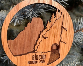 Glacier National Park Ornament | Layered Wood