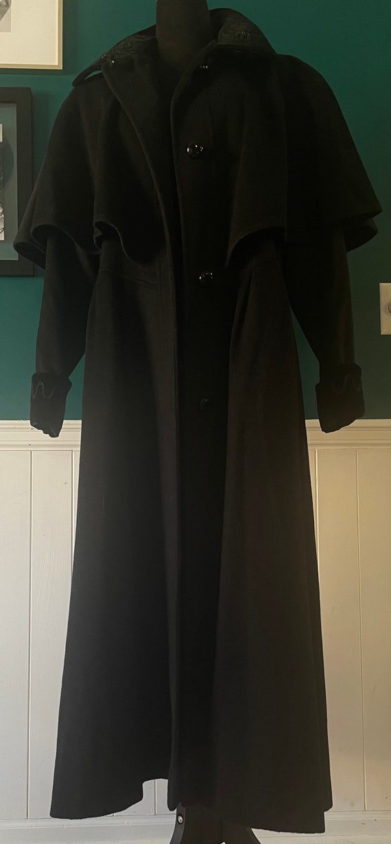 Vintage Wool and Velvet Coat Black