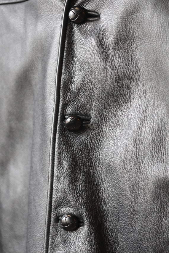 Vintage 90's Black Leather Jacket Coat XL - image 3