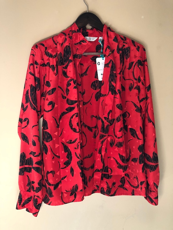 Vintage red and black blouse - image 1