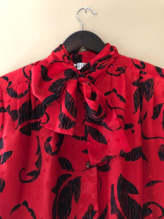 Vintage red and black blouse - image 3