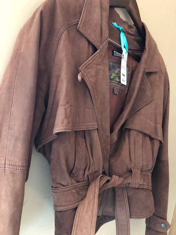 Brown 100% Leather 1980's Indian Jones Style Jack… - image 1