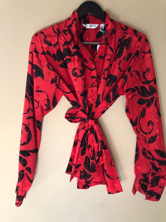 Vintage red and black blouse - image 4