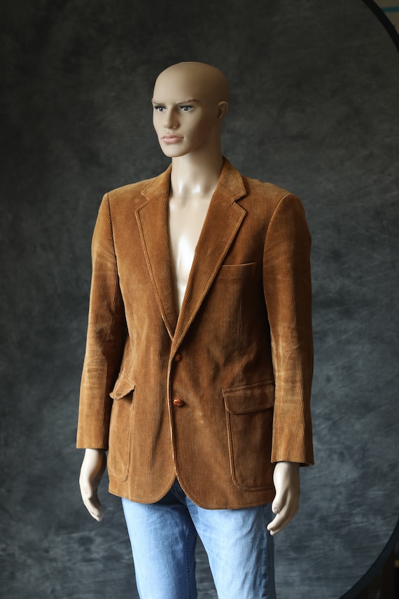Vintage Tan Golden Men's Corduroy Blazer Jacket