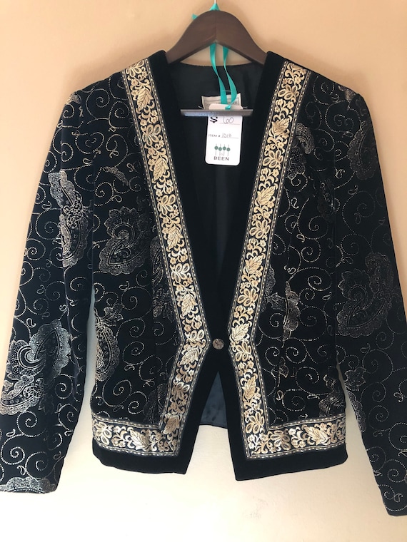 Lightweight gold and black velvet jacket