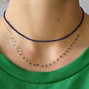 lapis lazuli necklace, blue choker image 1
