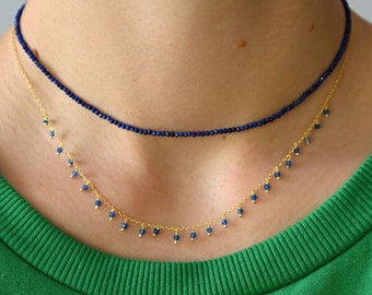 lapis lazuli necklace, blue choker