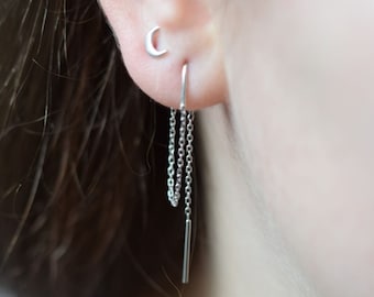 Pendientes threader, pendientes enlazados, pendientes de luna