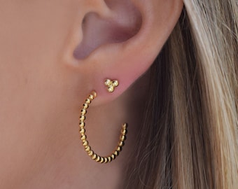 Pendientes pequeños y delicados-pequeños pernos de oro-pendientes de plata delicados - aretes-pendientes de cartílago-pendientes minimalistas