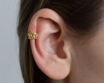 Wide lattice conch ear cuff earrings-gold cuff-silver jewelry