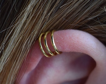 Triple Ear Cuff senza piercing • Triple Ear Cuff color oro • Ear Cuff minimalista