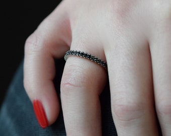 black ring, minimalist ring, delicate ring