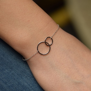 dainty bracelet-Double circle bracelet -Karma friendship - sterling silver eternity bracelet ring bracelet-gold-silver- minimalist jewelry