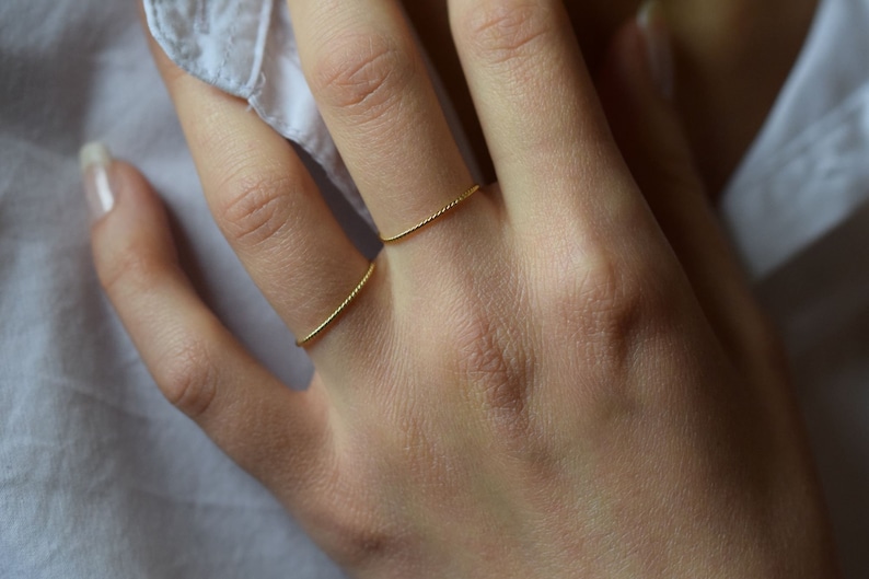 Tiny gold ring Thin ring Minimalist jewelry Stacking ring image 3