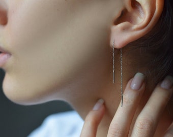 threader earrings, dangle earrings, String Earrings