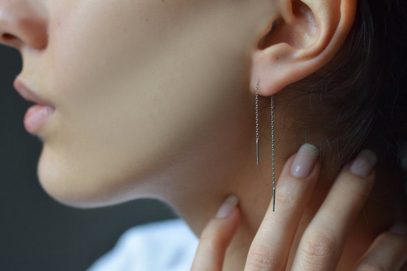 threader earrings, dangle earrings, String Earrings image 1