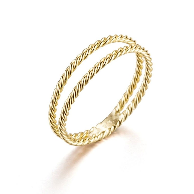 Tiny gold ring Thin ring Minimalist jewelry Stacking ring Double Gold