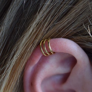 Triple Ear Cuff No Piercing Hoops Triple EarCuff Gold Minimalist Earrings Minimalist Ear Cuff image 2